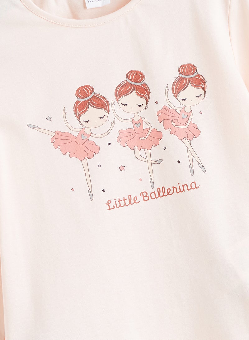 ال سي وايكيكي بيجاما بناتي مطبوعة برقبة دائرية - Image 3